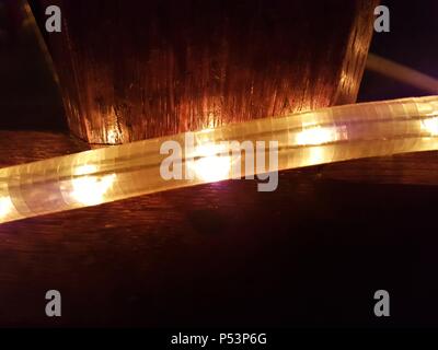 LED / glow cable showing yellow lights Stock Photo
