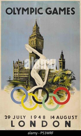 OLYMPIC GAMES 1948 LONDON lithograph vintage poster in colour, 1948 ...