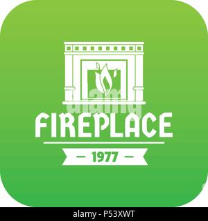 Fireplace icon green vector Stock Vector