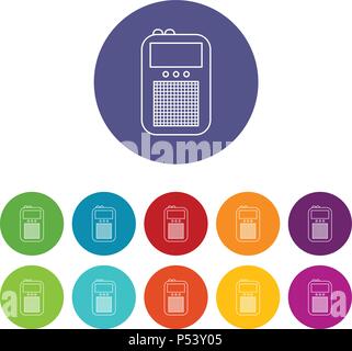 Portable radio icons set vector color Stock Vector