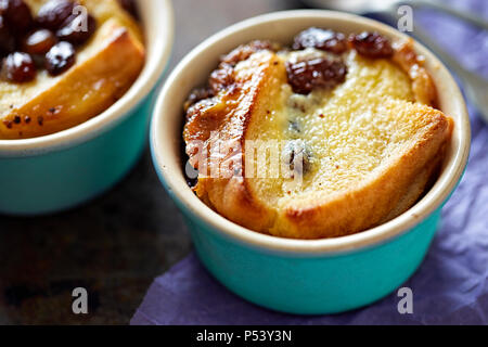 Bread and butter pudding with raisins Stock Photo