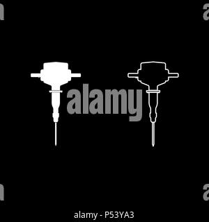 Jackhammer icon set white color vector I flat style simple image Stock Vector