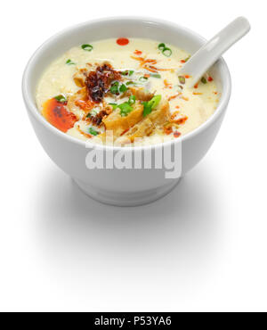 soy milk soup, taiwanese breakfast isolated on white background Stock Photo