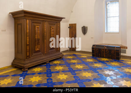 BYTOW, POLAND - June 1, 2018: Frankfurt wardrobe in the museum of the Castle in Bytow. Stock Photo