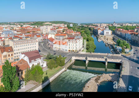 Oradea - Saint Ladislau Bridge and Crisul River near the Union Square in Oradea, Romania. Stock Photo