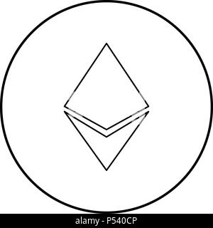 Etherium icon black color in circle round outline Stock Vector