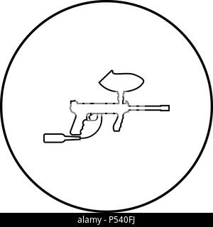 Weapons for paintball icon black color in circle round outline Stock Vector