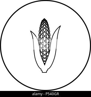 Maize icon black color in circle round vector I Stock Vector Image ...