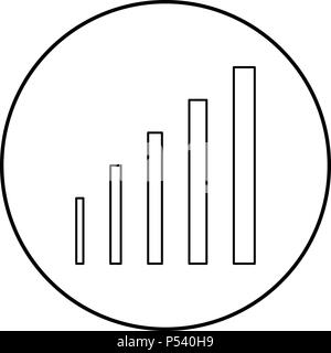 Growth chart icon black color in circle round outline Stock Vector