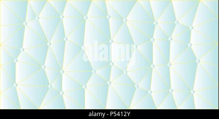 Light blue low poly vector gradient texture with yellow lines connecting blue dots like a network. Stock Vector