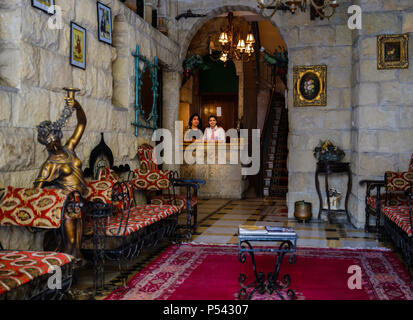 CASABLANCA, MOROCCO - CIRCA APRIL 2017: Lobby of the Transatlantique Hotel in Casablanca Stock Photo