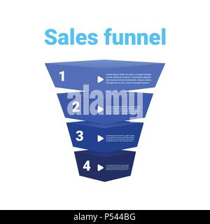 sales funnel with steps stages business infographic. purchase diagram concept over white background copy space flat design Stock Vector