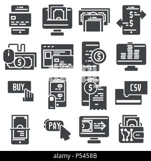 Pay online and mobile banking icons, flat design Stock Vector