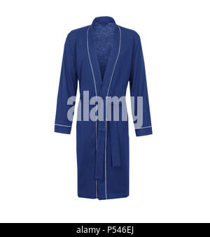 Blue bathrobe, isolated. Male housecoat on white background. Stock Photo