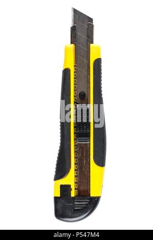 yellow paper knife on white background isolated. clipping path Stock Photo