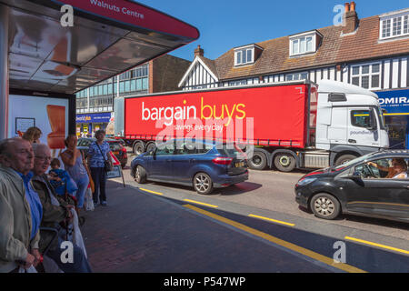 Orpington High Street, vey busy with shoppers visiting the wide variety of shops, there are several shops closing down and empty stores to let. London, UK Stock Photo