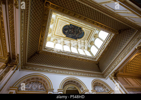 Interior photographs showing The Long Hall of Lancaster House, The ceiling, painted by the Italian artist Guercino, Stable Yard, London, UK Stock Photo