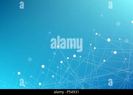 Geometrical blue background of flying triangles. Connected triangles. Plexus. Backdrop for your design. Vector illustration. EPS 10 Stock Vector