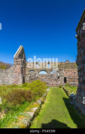 The historic ruins of a medieval Augustininan nunnery on the Hebridean island of Iona, Argyll and Bute, Scotland, UK Stock Photo