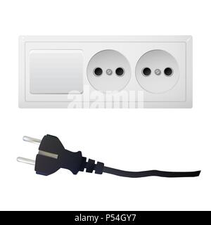 Electric adapter with two connectors and switch Stock Vector
