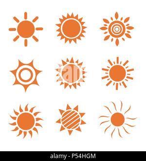 Set of glossy sun images vector illustration Stock Vector