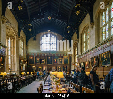 Oxford, JUL 9: Interior view of the famous Great Hall in Christ Church Cathedral on JUL 9, 2017 at Oxford, United Kingdom Stock Photo