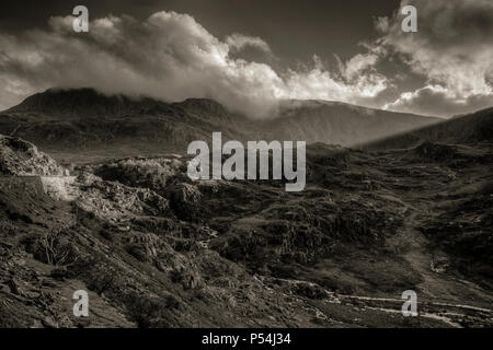 The head of Nant Ffrancon Valley in Snowdonia, North Wales Stock Photo