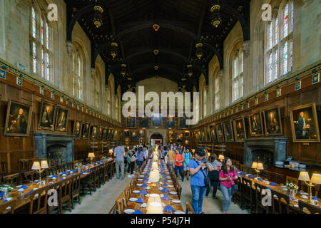 Oxford, JUL 9: Interior view of the famous Great Hall in Christ Church Cathedral on JUL 9, 2017 at Oxford, United Kingdom Stock Photo