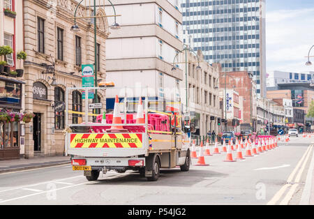 Road works on Broad Street, Birmingham, England, UK Stock Photo