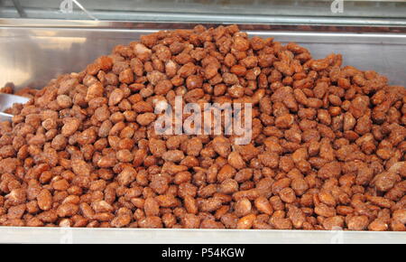 Caramelised peanuts for sale in a candy shop Stock Photo