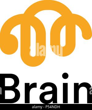 Brain Linear Logo Silhouette. Vector Design Template. Think Idea Concept. Brainstorm, Thinking brain Logotype. Lightbulb spiral icon Logo on white background. Stock Vector