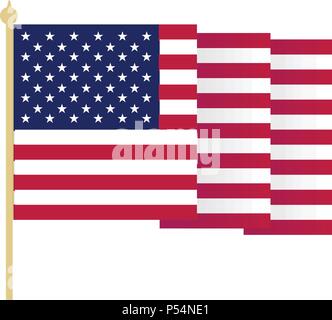 American flag, waving USA flag with sharp corners. Simple isolated vector illustration. National symbol of United States of America on white background. Stock Vector