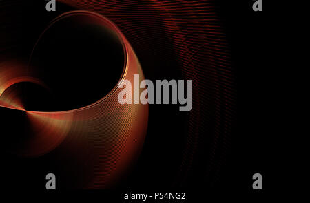 Generated red and yellow abstract fractal on black background Stock Photo