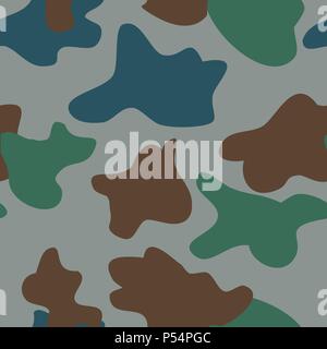 Camouflage pattern background seamless vector illustration. Classic military clothing style. Camo repeat texture shirt print. Green brown blue grey co Stock Vector