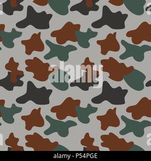 Camouflage pattern background seamless vector illustration. Classic military clothing style. Camo repeat texture shirt print. Green brown black olive  Stock Vector