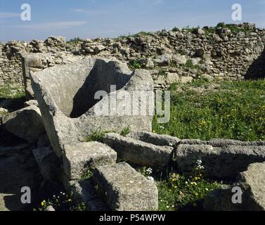 Syria. Ugarit. Ancient port city at the Ras Shamra. Neolithic-Late Bronze Age. Acequia. Stock Photo