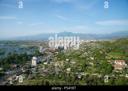 view at Skhoder town from castle in Albania Stock Photo