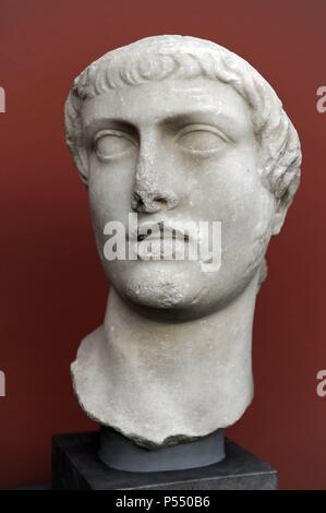 Roman Art. Bust of a man. Portrait. 1st century A.D. Marble. Ny Carlsberg Glyptotek. Copenhagen. Denmark. Stock Photo