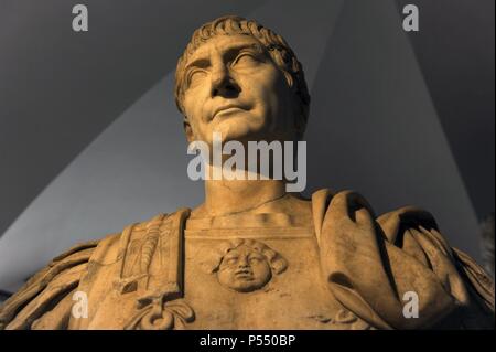 Trajan (53-177 A.D.). Roman Emperor from 80 to 117 A.D. Sculture. Ny Carlsberg Glyptotek. Copenhagen. Denmark. Stock Photo