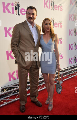 Tom Selleck & his wife  - 'The Killers' Premiere at the Arclight Theatre in Los Angeles.Tom Selleck & his wife  57  Event in Hollywood Life - California, Red Carpet Event, USA, Film Industry, Celebrities, Photography, Bestof, Arts Culture and Entertainment, Celebrities fashion, Best of, Hollywood Life, Event in Hollywood Life - California, Red Carpet and backstage, Music celebrities, Topix, Couple, family ( husband and wife ) and kids- Children, brothers and sisters inquiry tsuni@Gamma-USA.com, Credit Tsuni / USA, 2010 Stock Photo