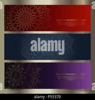 Collection of luxury mandala banner designs Stock Photo