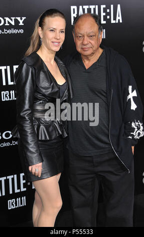 Cheech Marin and wife   Battle: Los Angeles Premiere at the Westwood Village Theatre In Los Angeles.Cheech Marin and wife  48 ------------- Red Carpet Event, Vertical, USA, Film Industry, Celebrities,  Photography, Bestof, Arts Culture and Entertainment, Topix Celebrities fashion /  Vertical, Best of, Event in Hollywood Life - California,  Red Carpet and backstage, USA, Film Industry, Celebrities,  movie celebrities, TV celebrities, Music celebrities, Photography, Bestof, Arts Culture and Entertainment,  Topix, vertical,  family from from the year , 2011, inquiry tsuni@Gamma-USA.com Husband an Stock Photo