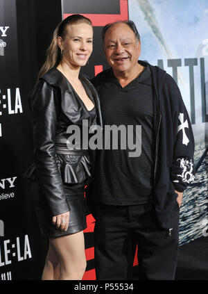 Cheech Marin and wife   Battle: Los Angeles Premiere at the Westwood Village Theatre In Los Angeles.Cheech Marin and wife  49 ------------- Red Carpet Event, Vertical, USA, Film Industry, Celebrities,  Photography, Bestof, Arts Culture and Entertainment, Topix Celebrities fashion /  Vertical, Best of, Event in Hollywood Life - California,  Red Carpet and backstage, USA, Film Industry, Celebrities,  movie celebrities, TV celebrities, Music celebrities, Photography, Bestof, Arts Culture and Entertainment,  Topix, vertical,  family from from the year , 2011, inquiry tsuni@Gamma-USA.com Husband an Stock Photo