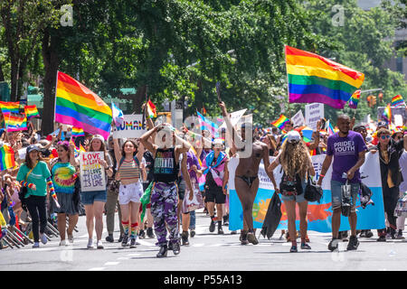 New York, USA, 24 June 2018. Participants in the New York City Pride Parade 2018. Credit: Enrique Shore/Alamy Live News Stock Photo