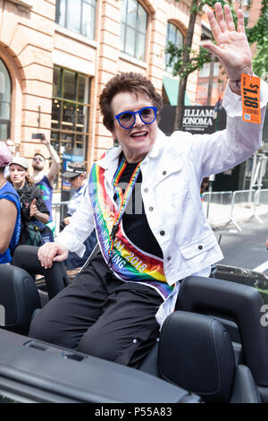 New York, NY - June 24, 2018: Billie Jean King Grand Marshal attends 49th annual New York pride parade along 7th avenue Credit: lev radin/Alamy Live News Stock Photo