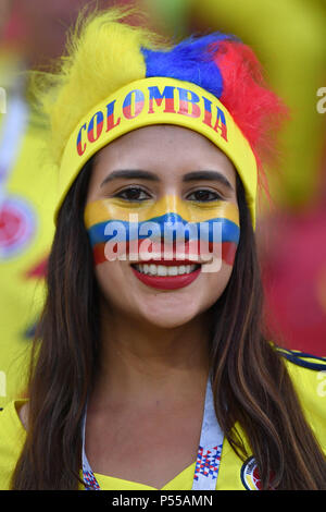 Kazan, Russland. 24th June, 2018. female Colombian fan, football fan, young woman, female. Poland (PO) -Kolumbia (COL) 0-3, Preliminary Round, Group C, Match 31 on 24.06.2018 in Kazan, Kazan Arena. Football World Cup 2018 in Russia from 14.06. - 15.07.2018. | usage worldwide Credit: dpa/Alamy Live News Stock Photo