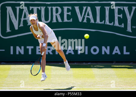 Devonshire Park, Eastbourne, UK. 25th June, 2018. Nature Valley International Tennis; Ekaterina Makarova (RUS) serves to Dominika Cibulkova (SVK) Credit: Action Plus Sports/Alamy Live News Stock Photo