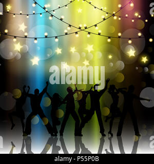 Silhouettes of people dancing on a bokeh lights background Stock Photo ...