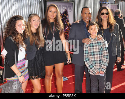 Sugar Ray Leonard, family  at the Real Steel Premiere at the Universal Amphitheatre In Los Angeles.Sugar Ray Leonard, family  20 ------------- Red Carpet Event, Vertical, USA, Film Industry, Celebrities,  Photography, Bestof, Arts Culture and Entertainment, Topix Celebrities fashion /  Vertical, Best of, Event in Hollywood Life - California,  Red Carpet and backstage, USA, Film Industry, Celebrities,  movie celebrities, TV celebrities, Music celebrities, Photography, Bestof, Arts Culture and Entertainment,  Topix, vertical,  family from from the year , 2011, inquiry tsuni@Gamma-USA.com Husband Stock Photo