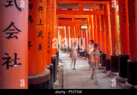 Torii gates at Fushimi Inari-Taisha sanctuary,Kyoto, Japan Stock Photo